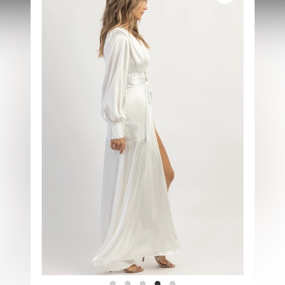 Shea Silky Side Slit Maxi Gown White Formal Small NWT L’Beye Bridal Prom - Picture 3 of 8